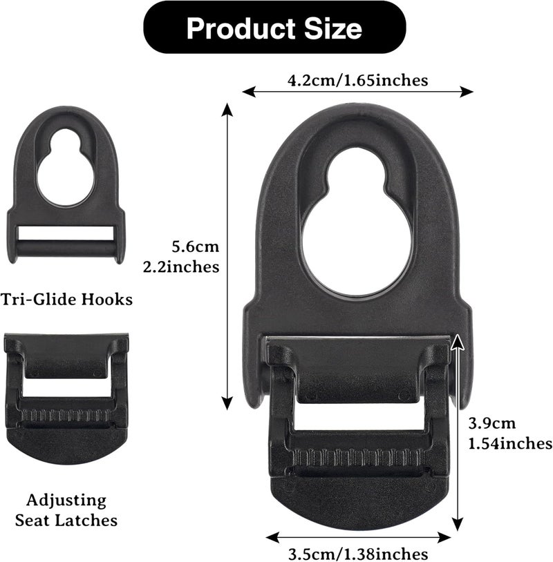 Omoojee Store 4 Sets Kayak Seat Clips and Hooks, Kayak Replacement Parts Compatible with Lifetime Emotion, Kayak Accessories (Black) - Image 2